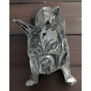 Flint‎ Glass French Bulldog Trinket Candy Dish 1920S Clear, Heavy Depression Era